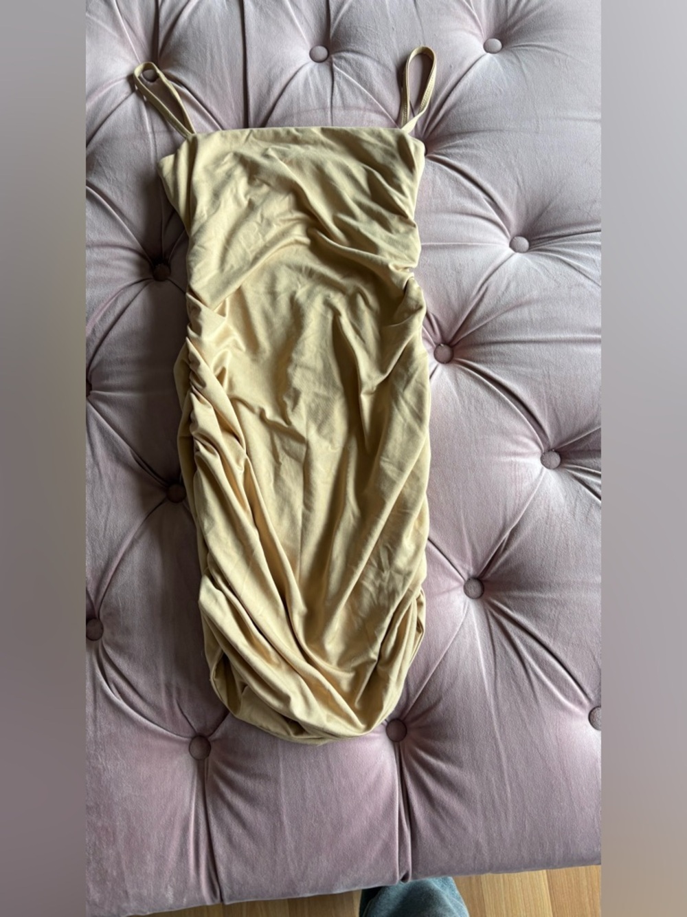 SHEIN Beige Ruched Bodycon Dress